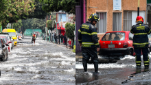 Una fuga en una tubería de 48 pulgadas provocó fuertes corrientes de agua e inundaciones en calles de Culhuacán, en Iztapalapa.