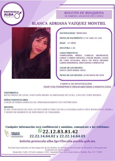 Ficha de Búsqueda de Blanca Adriana Ficha de Búsqueda de Blanca Adriana