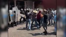 Comuneros de Sevina protestaron en Morelia para exigir seguridad ante la violencia del crimen organizado. Foto Redes Sociales