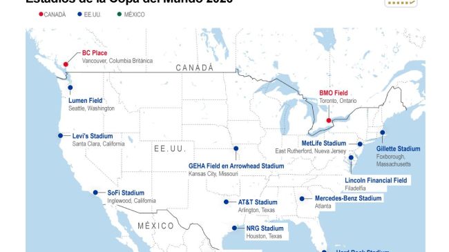 Las 16 sedes listas para la Copa del Mundo 2026 Las 16 sedes listas para la Copa del Mundo 2026