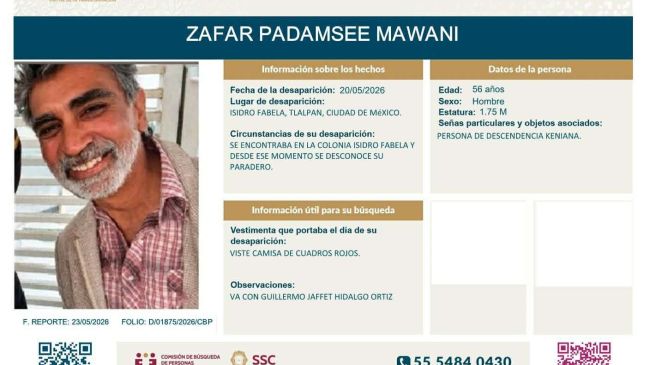 Ficha de búsqueda de Zafar, cualquier información para su localización es importante Ficha de búsqueda de Zafar, cualquier información para su localización es importante
