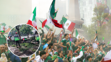 Una fuerte tormenta sorprendió esta tarde a cientos de aficionados que festejaban en el Ángel de la Independencia. Afortunadamente no hay heridos, pero el clima ya dejó afectaciones importantes. Brandon Díaz de León / @SGIRPC_CDMX