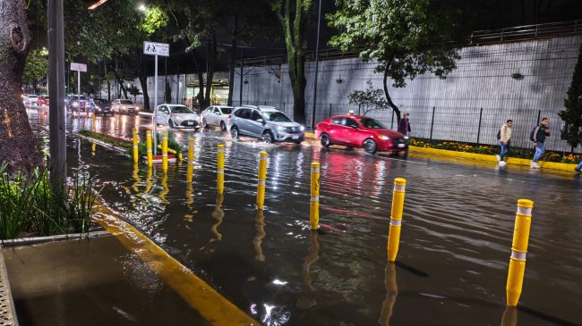 Decenas de personas tuvieron que caminar sobre la calle para evitar los encharcamientos.