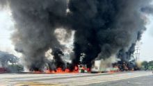hoque de pipa contra patrullas de Defensa y la GN provoca fuerte explosión en Tabasco. (GN carreteras)