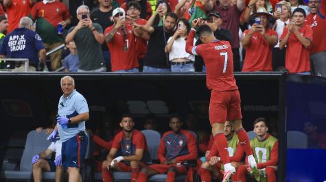 Cristiano Ronaldo celebra su primera anotación en la Copa del Mundo 2026. MexSport
