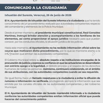 Comunicado del Ayuntamiento de Ixhuatlán