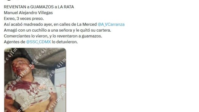 Golpean a presunto ladrón en La Merced Golpean a presunto ladrón en La Merced