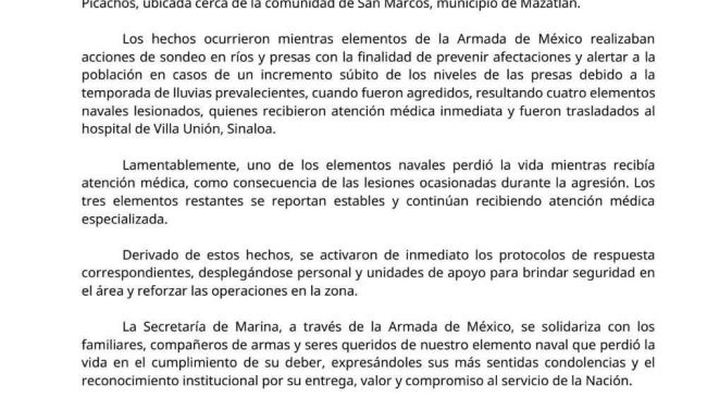 confirman agresión contra elementos de la marina en mazatlán hay un muerto