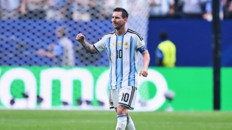 Messi festeja pase de Argentina a los Cuartos de Final. MexSport