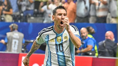 Messi festeja anotación del empate ante Ehipto. MexSport