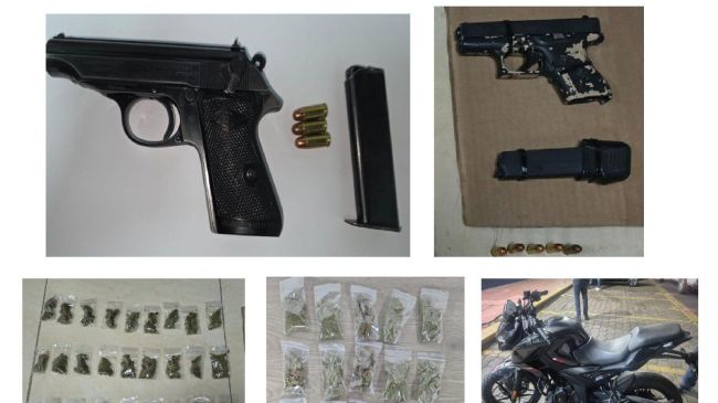 A los detenidos se les confiscaron armas, drogas y un vehículo. (Foto: SSC) A los detenidos se les confiscaron armas, drogas y un vehículo. (Foto: SSC)