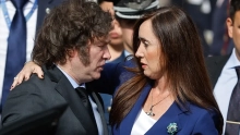 Victoria Villarruel y Javier Milei durante un acto público en Argentina (Foto EFE)