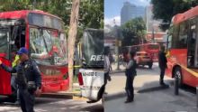 Reportan 16 lesionados tras percance entre unidades de Metrobús en Insurgentes Sur. (Capturas de pantalla tomadas de redes sociales)