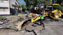 Mantienen labores de mitigación por socavón en Álvaro Obregón. (SGIRPC)