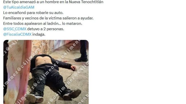 Matan hombre Nueva Tenochtitlán