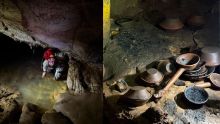 Hallan 179 piezas arqueológicas ocultas durante siglos en una cueva de Cintalapa, Chiapas.(INAH)