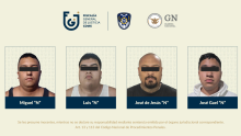 Los cuatro fueron detenidos durante un cateo en la colonia Carlos Hank González, donde autoridades aseguraron narcóticos, un arma y 63 cartuchos útiles. (Foto:  FGJCDMX)