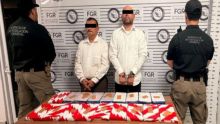 Detienen a dos hombres con cerca de 20 kilos de droga ocultos en un autobús en Hermosillo. (Gabinete de Seguridad)