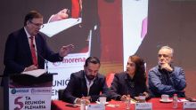 El secretario de Economía, Marcelo Ebrard, durante la reunión plenaria de Morena (Foto Cuartoscuro)