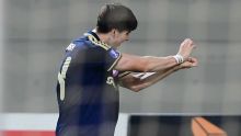 Hormiga González marca su primer gol con el Olympiacos. X: @olympiacosfc