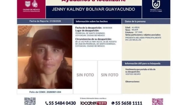 Ficha de desaparición de Jenny Kalindy Bolívar Guayacundo. Ficha de desaparición de Jenny Kalindy Bolívar Guayacundo.