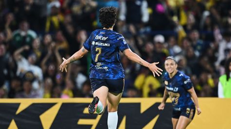 Pumas festeja gol contra el América en Ciudad Universitaria. MexSPort