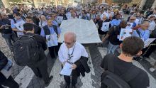 Sacerdotes contra el Genocidio": Movilización histórica de clérigos en Roma por la paz en Gaza (Foto EFE)