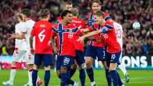 Haaland marca doblete ante Dinamarca. EFE