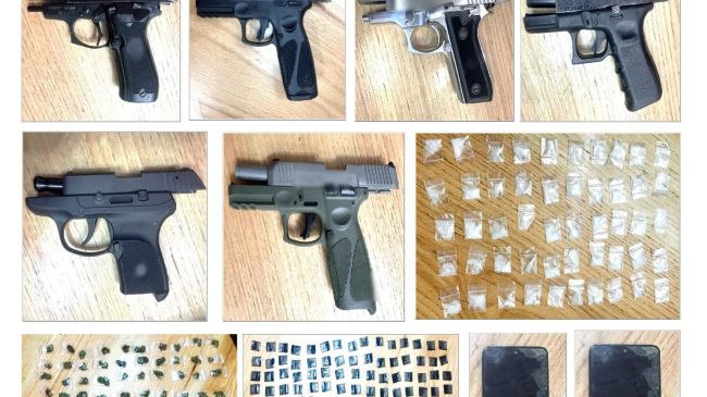 Armas cortas y drogas les fueron decomisadas a los detenidos. (Foto: SSC) Armas cortas y drogas les fueron decomisadas a los detenidos. (Foto: SSC)