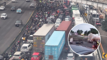 Un choque múltiple en la autopista México-Pachuca dejó un motociclista muerto y varios lesionados; hay severas afectaciones viales rumbo a Indios Verdes. (Foto: Redes sociales / Captura)