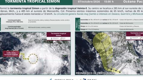 Las autoridades meteorológicas mantienen en vigilancia el avance del fenómeno debido a su fortalecimiento progresivo y a su desplazamiento cercano a los litorales del país (Foto: Especial) Las autoridades meteorológicas mantienen en vigilancia el avance del fenómeno debido a su fortalecimiento progresivo y a su desplazamiento cercano a los litorales del país (Foto: Especial)