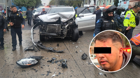 Los sospechosos fueron interceptados en la colonia Guerrero luego de presuntamente realizar disparos en la Tabacalera; el conductor chocó contra la unidad policial. (FotoS: SSC)