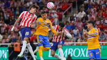 Con este resultado, Chivas llegó a 20 puntos y se ubicó en el cuarto lugar de la clasificación, mientras que Tigres alcanzó 14 unidades y quedó en la decimotercera posición. (Foto: EFE)