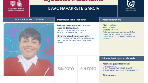 El adolescente fue visto por última vez el 16 de octubre; un familiar afirma que habría sido citado cerca del Metro Talismán por una persona que conoció en internet. (Foto: @BoletinCBPCDMX) El adolescente fue visto por última vez el 16 de octubre; un familiar afirma que habría sido citado cerca del Metro Talismán por una persona que conoció en internet. (Foto: @BoletinCBPCDMX)