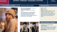Dasha Yunhuet, estudiante del CCH Oriente reportada como desaparecida, fue localizada en Nuevo León. La joven habría decidido no regresar con su familia. (Foto: Especial)