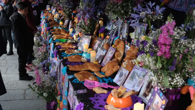 Personas rezan en un altar durante el 'Día de los Muertos de las Mascotas', una costumbre de México que honra la memoria de estos animales domésticos y que fue adoptada en La Paz al estilo andino, este martes en La Paz (Bolivia). EFE/Luis Gandarillas Personas rezan en un altar durante el 'Día de los Muertos de las Mascotas', una costumbre de México que honra la memoria de estos animales domésticos y que fue adoptada en La Paz al estilo andino, este martes en La Paz (Bolivia). EFE/Luis Gandarillas